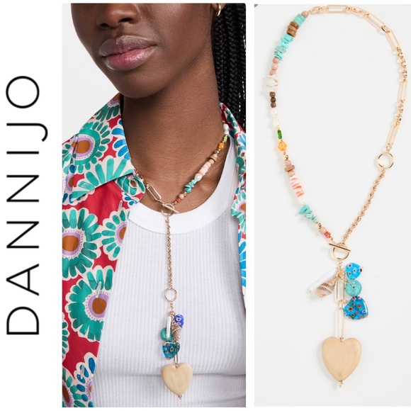 Dannijo Francesca Goldtone & Mixed Media Lariat Necklace NWT - Picture 1 of 17